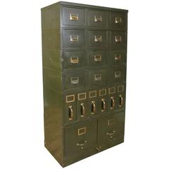 Antique Steel and Brass File Storage Cabinet