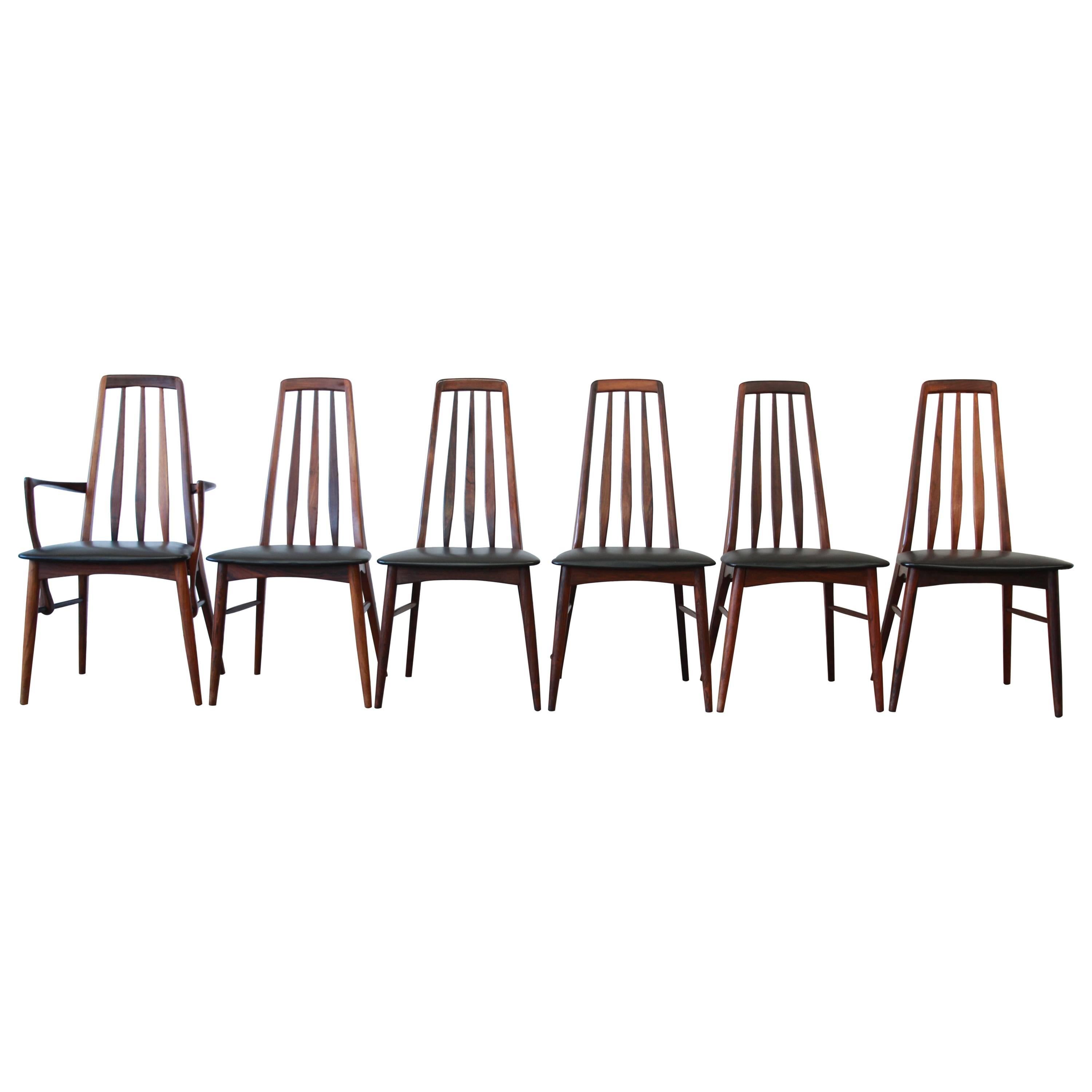 Niels Koefoed for Koefoeds Hornslet Eva Rosewood Dining Chairs, Set of Six