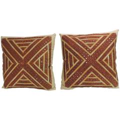 Pair of Vintage Embroidery Indian Decorative Pillows 5
