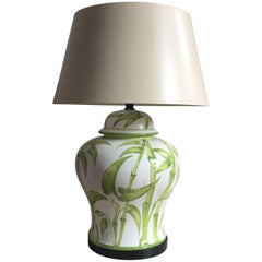 Retro Italian Ceramic Tropical Bamboo Table Lamp