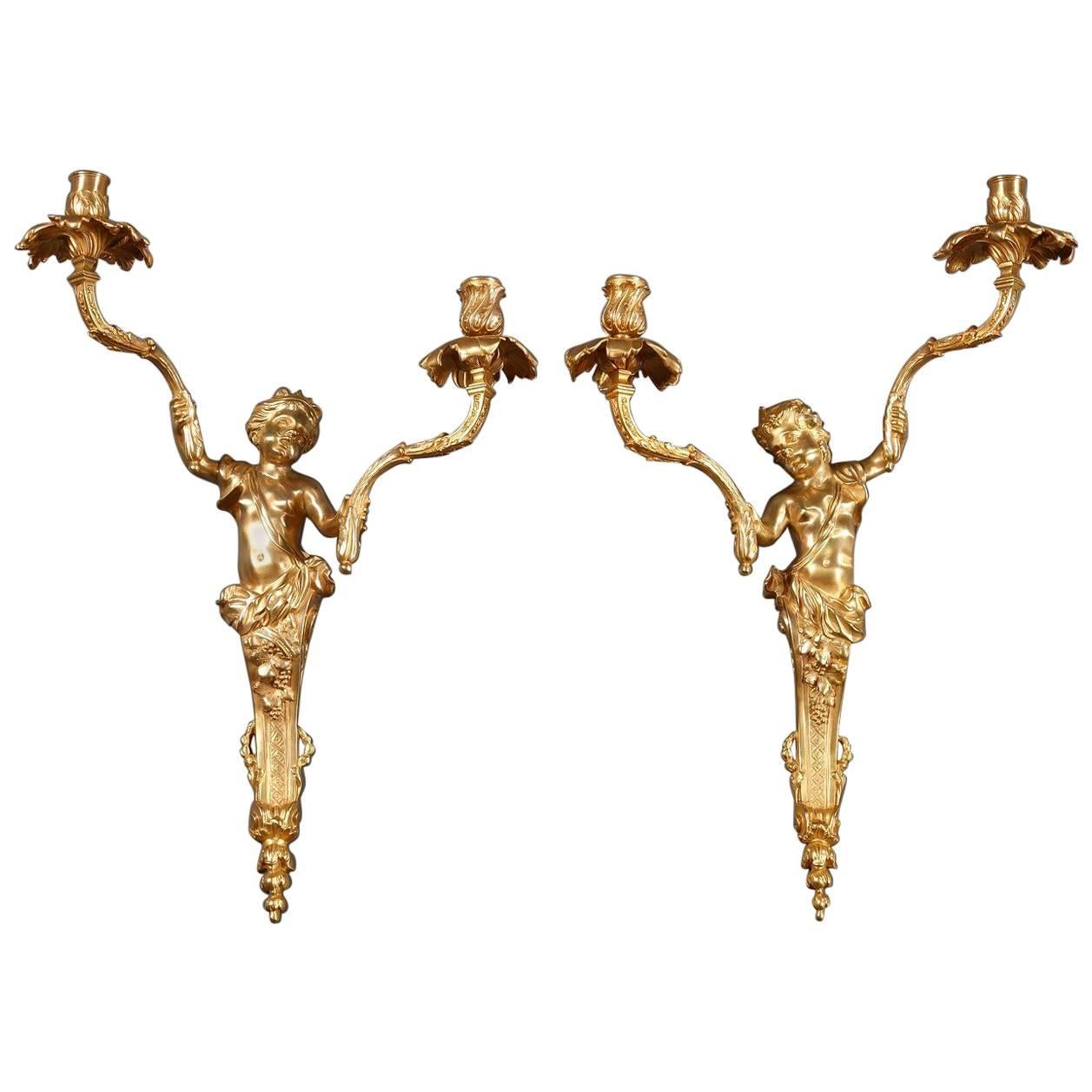 19th Century Napoleon III Ormolu Sconces