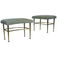 Sleek Modernist Brass Benches 7