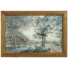 18th Century Ink and Watercolor Landscape