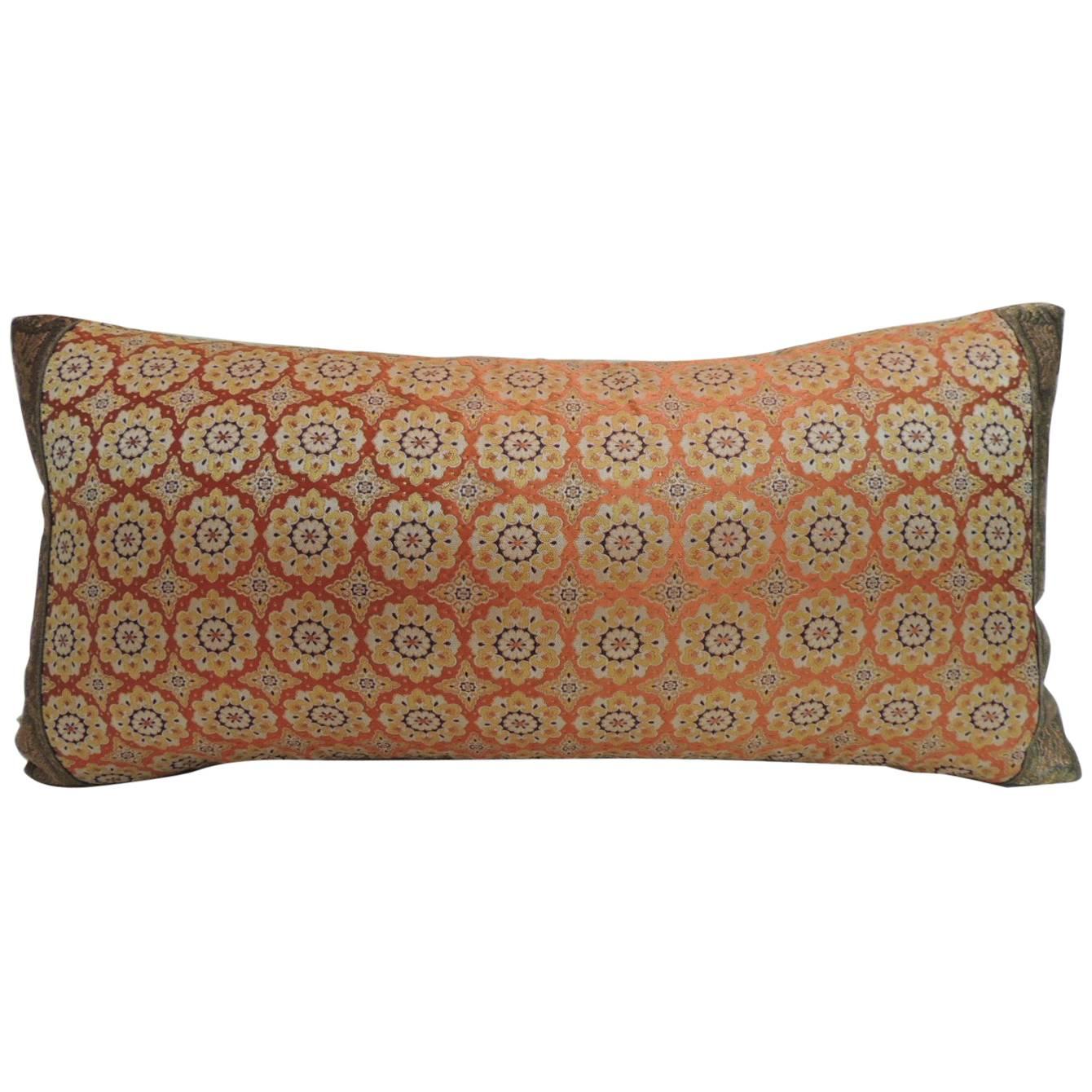 Vintage Asian Obi Silk Woven Embroidery Bolster Decorative Pillow
