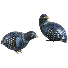 Pair of Republic Period Cloisonné Quail