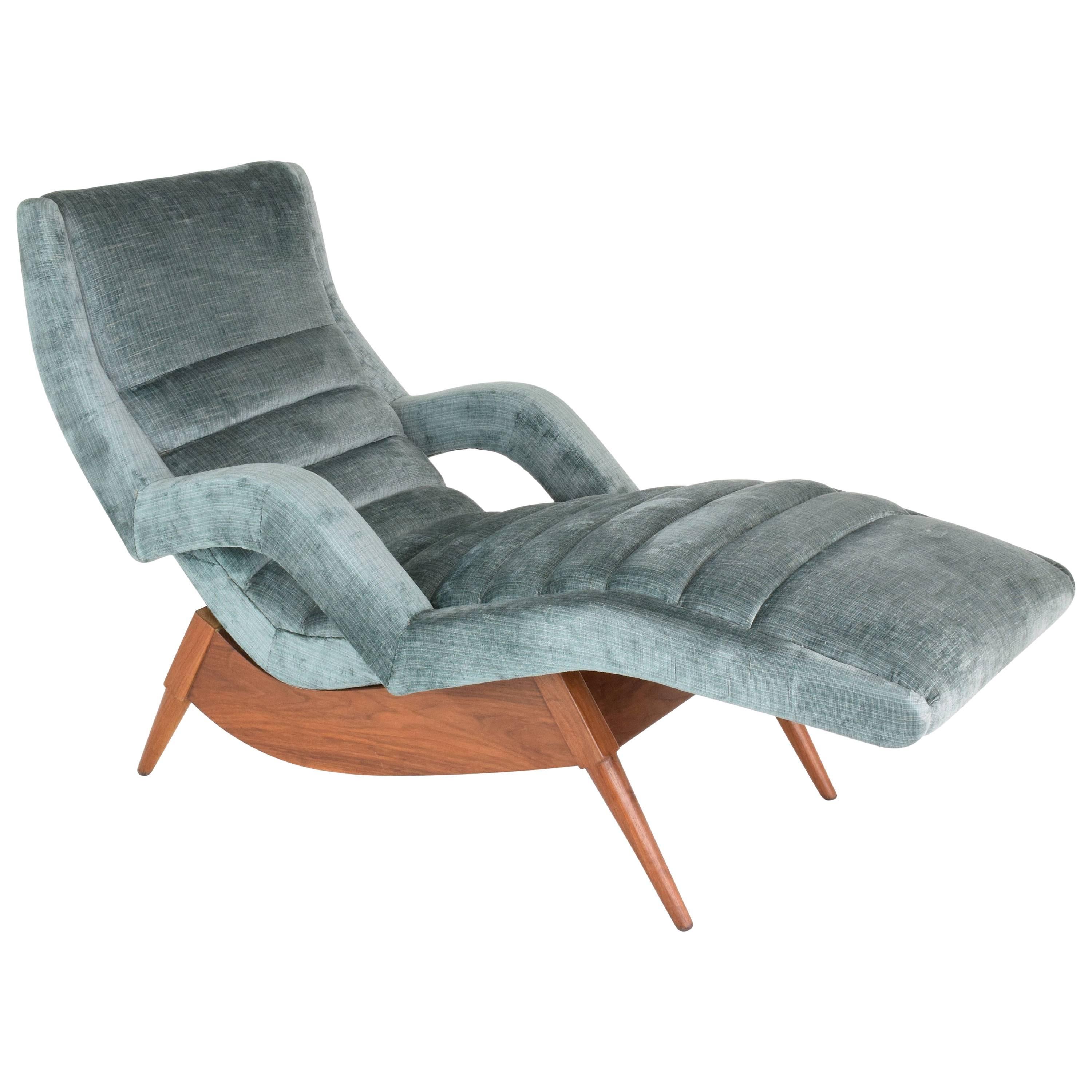 Mid-Century Velvet American Lounge Chair, 1950's 