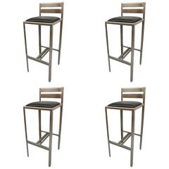 Set of Four Metal Bar Height Stools