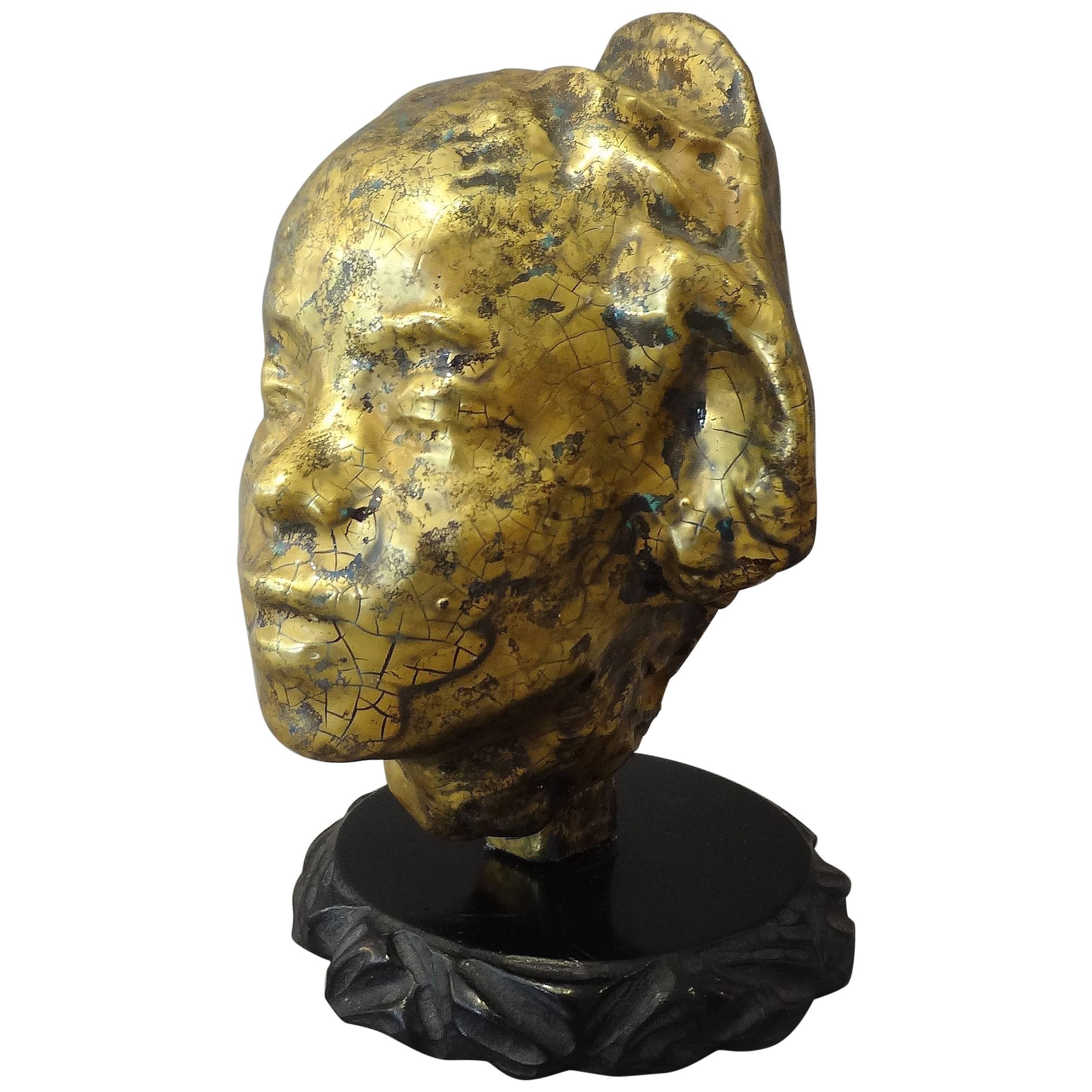 Tête Sculptée en Céramique D'après Rodin, Par Jean Mayodon, 1930s For Sale