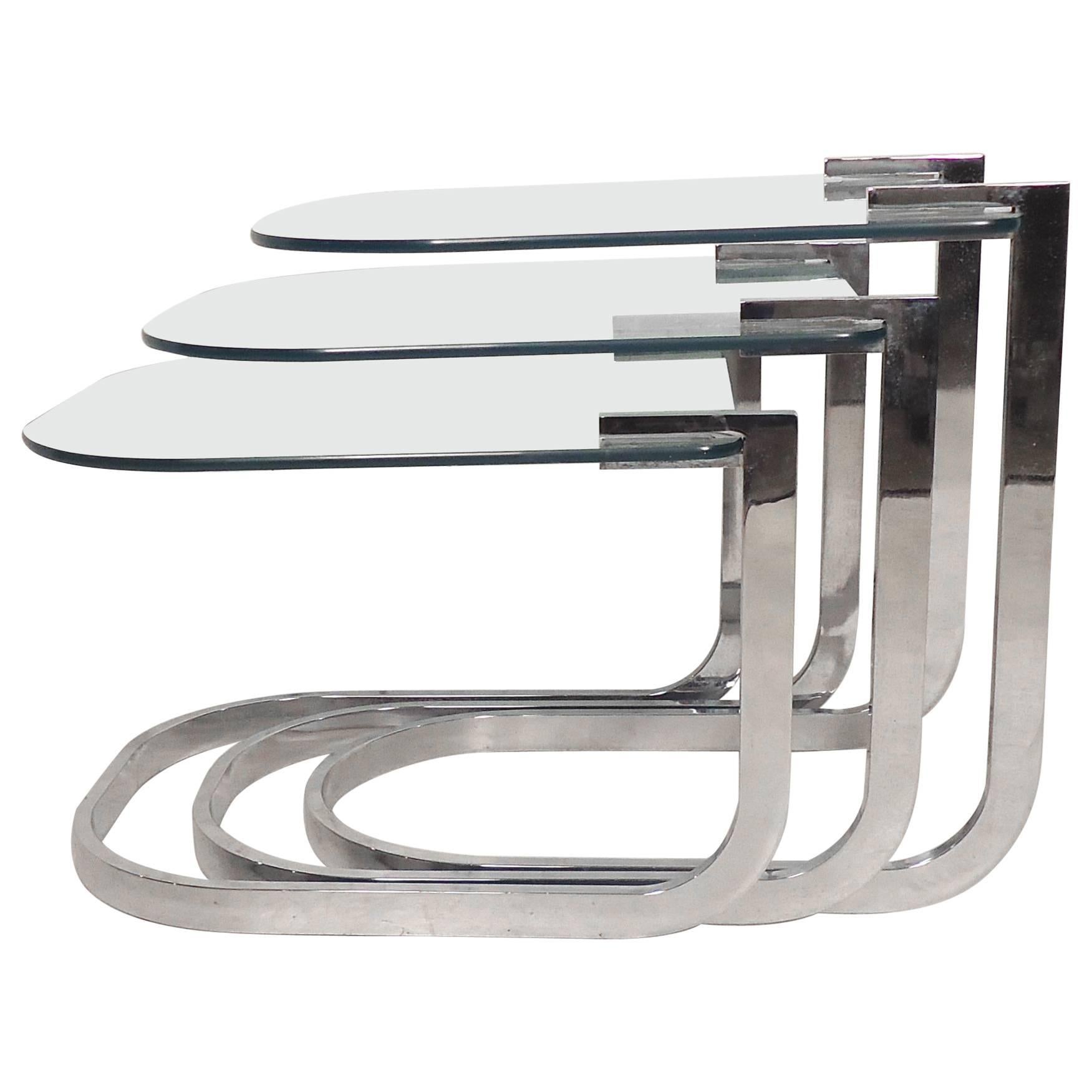 Design Institute of America 'Dia' Chrome and Glass Tables