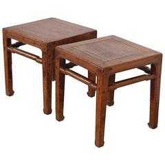 Pair of Chinese Qing Dynasty Hardwood Side Tables, 1900