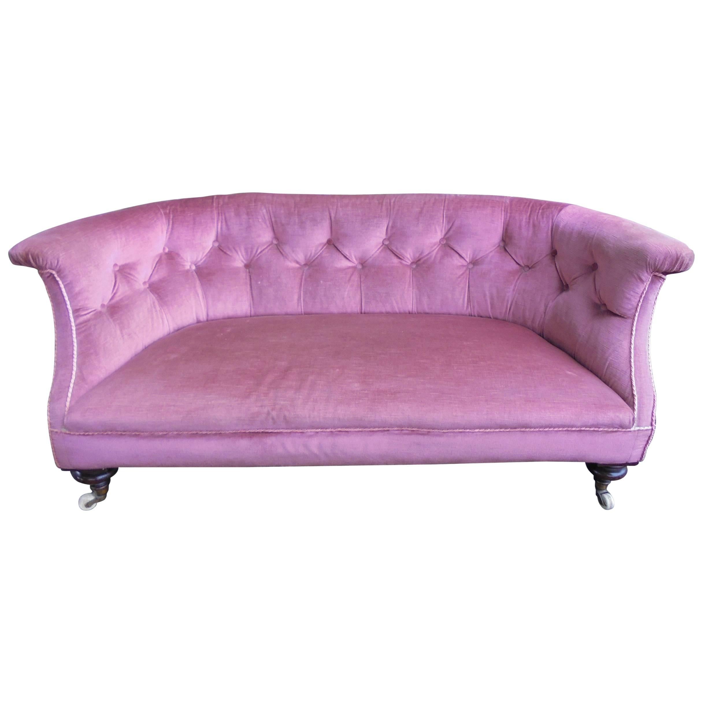 Small Antique English Upholstered Sofa