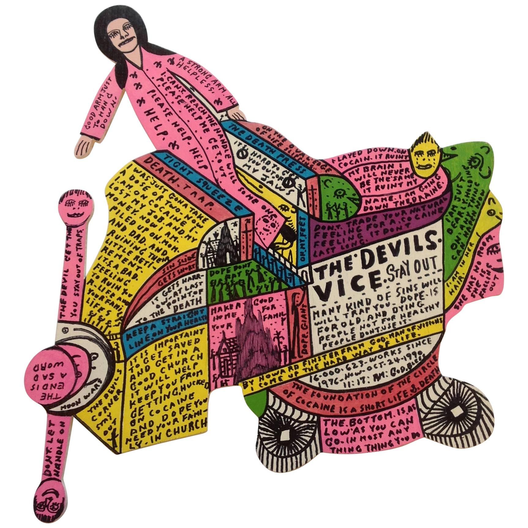 Howard Finster The Devils Vice Cut Out For Sale