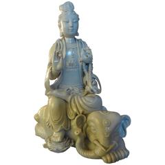 Chinese Blanc de Chine Guanyin Seated on an Elephant 