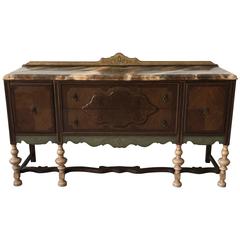 19th Century Oak Buffet Sideboard with Hand-Painted Faux Marble-Top 4