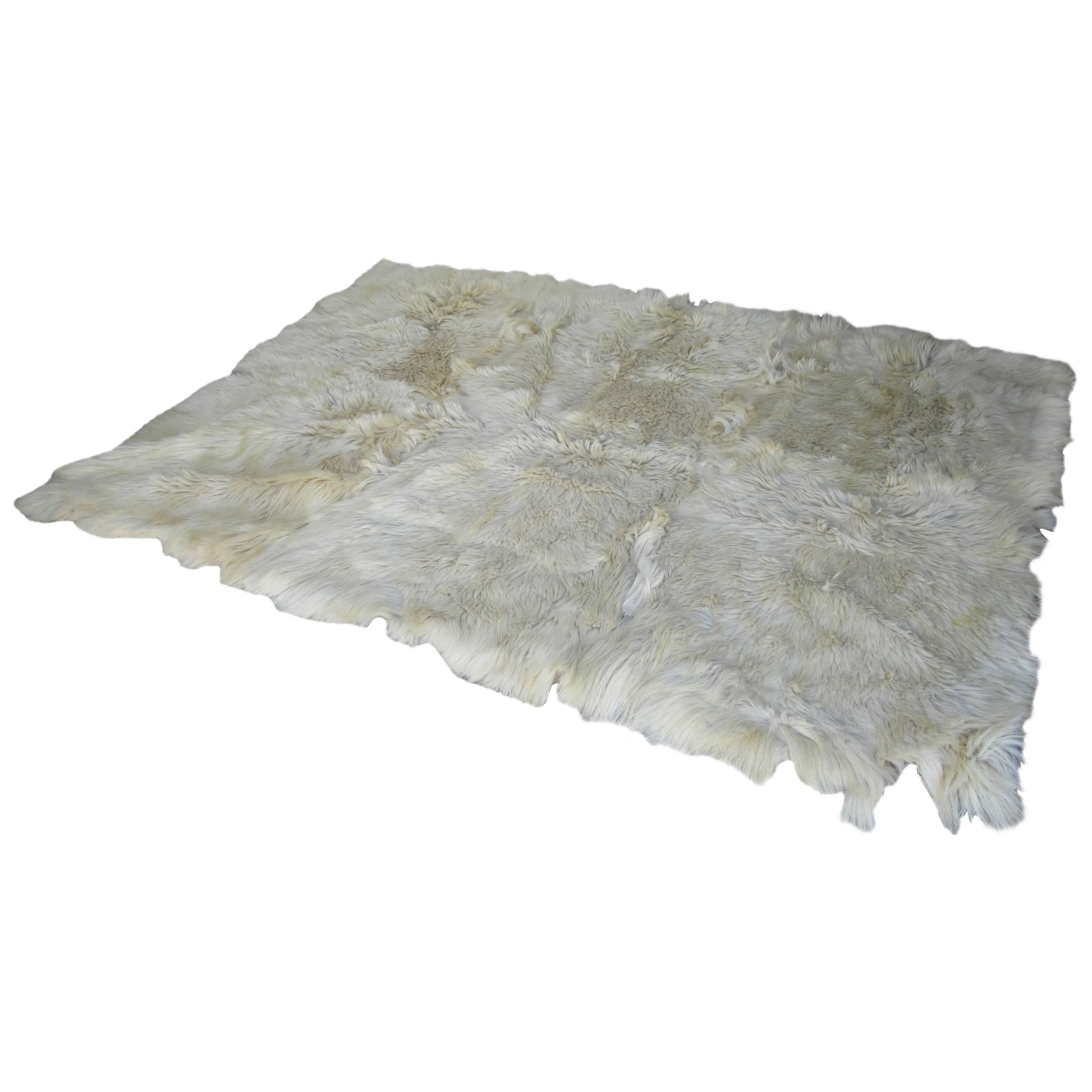 Vintage White Goat Fur Rug