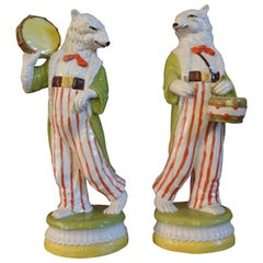 Vintage Pair of Italian Glazed Ceramic Polar Bears