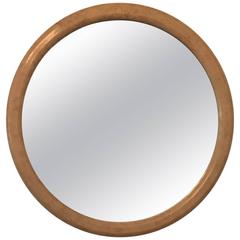 Round Faux Goatskin Lacquer Mirror from Custom-Made Master Bedroom Suite