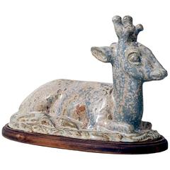 Vintage Statue of a Young Deer Buck with Virtuosic Glazing by Axel Salto