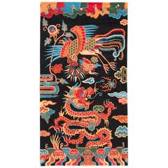 Black and Red Chinese Dragon and Phoenix Wool Rug