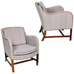 Pair of "Mix" Armchairs in Mahogany by Kaare Klint with Edvard Kindt-Larsen