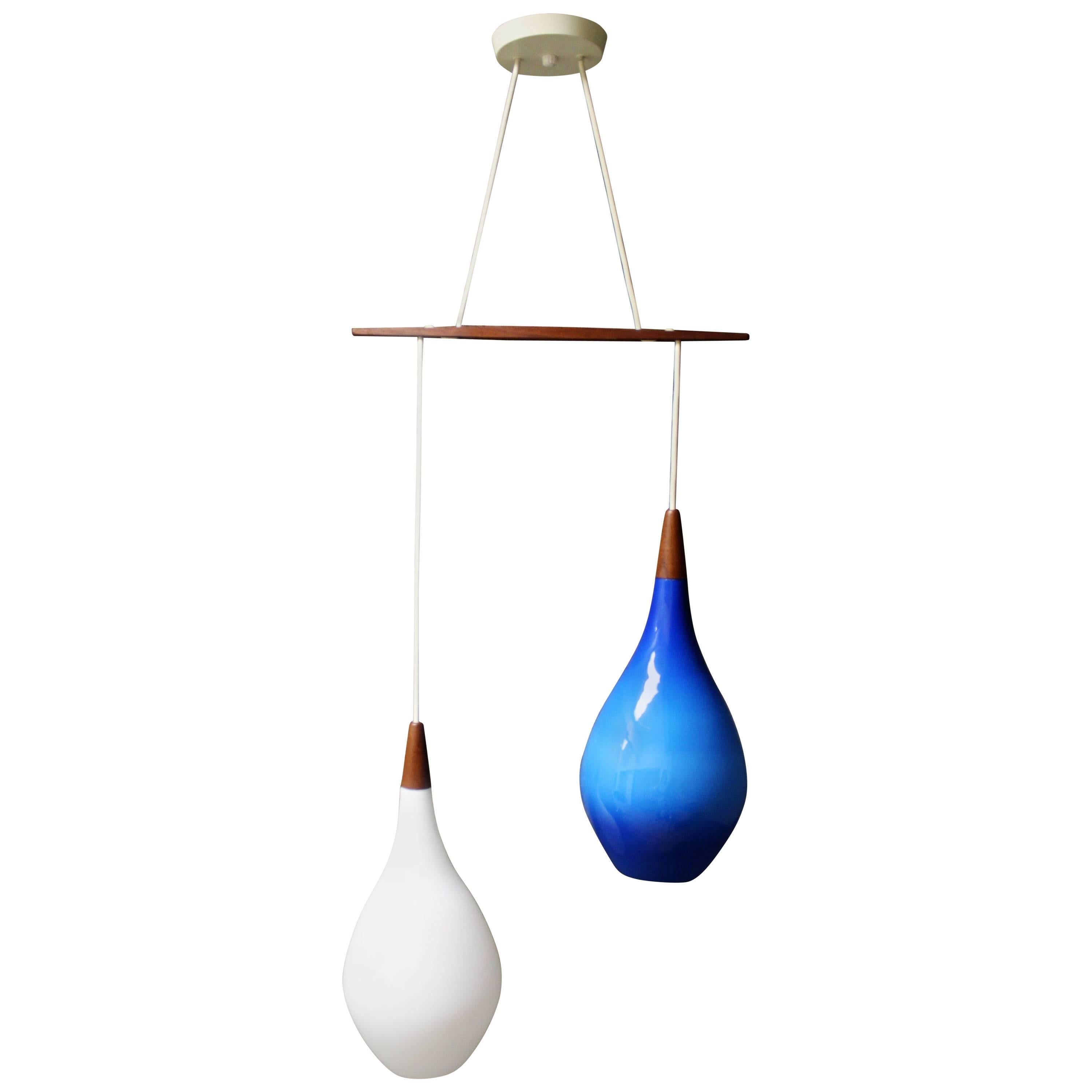 Danish Two-Pendant Light Fixture by Holmegaard 