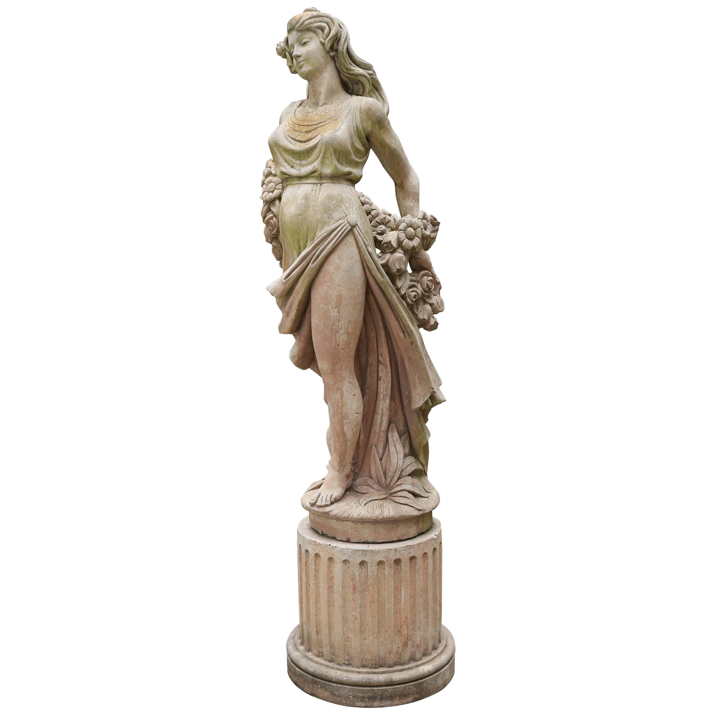 Garden Statue of a Beautiful Woman in a Cast Material
