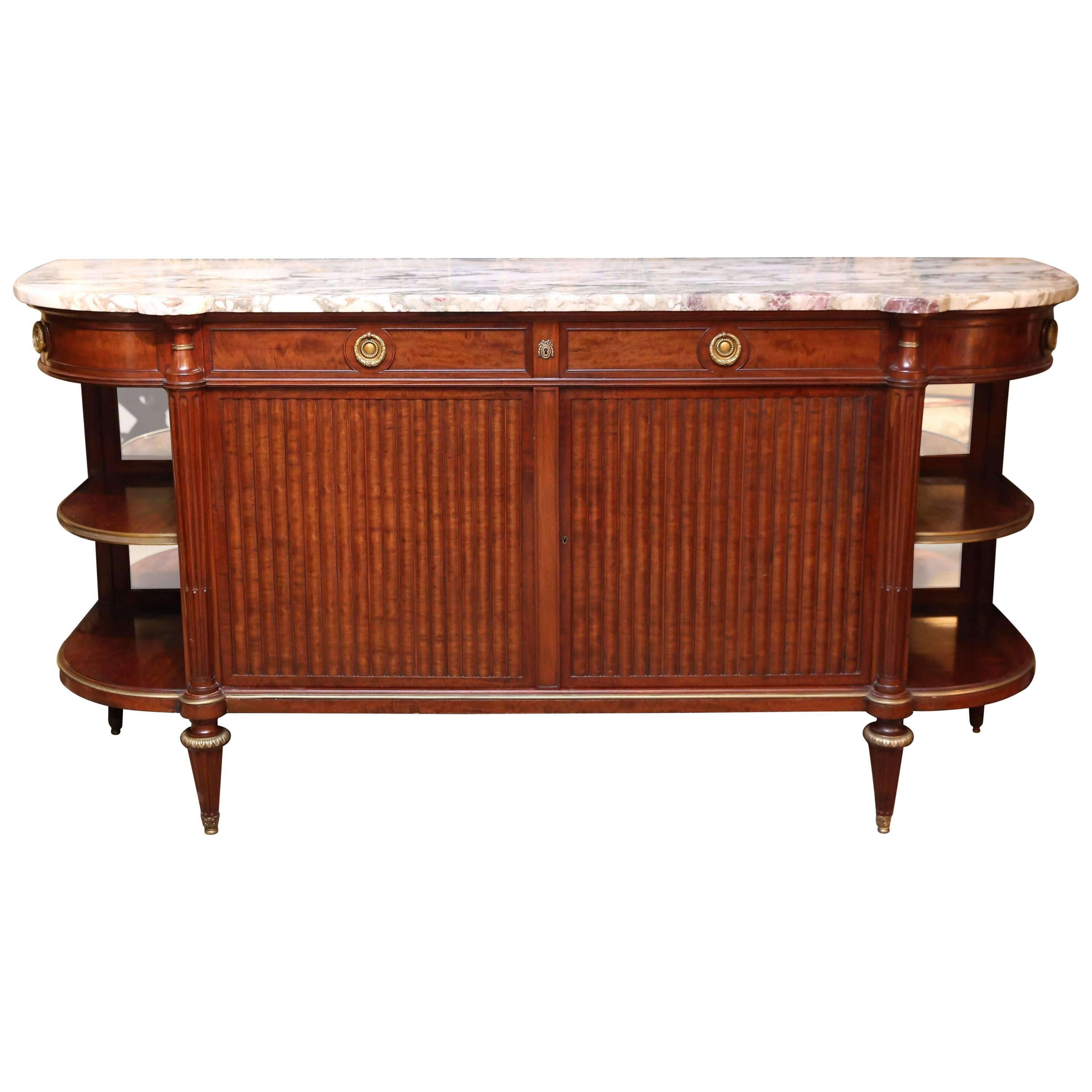 Louis XVIStyle Mahogany and MarbleTop Buffet or Server, Early 29th