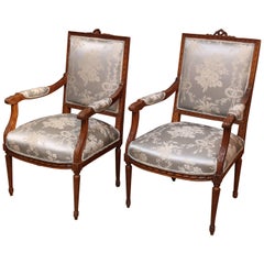 Pair of French Louis XVI Style Fauteuils or Armchairs, Late 19th Century
