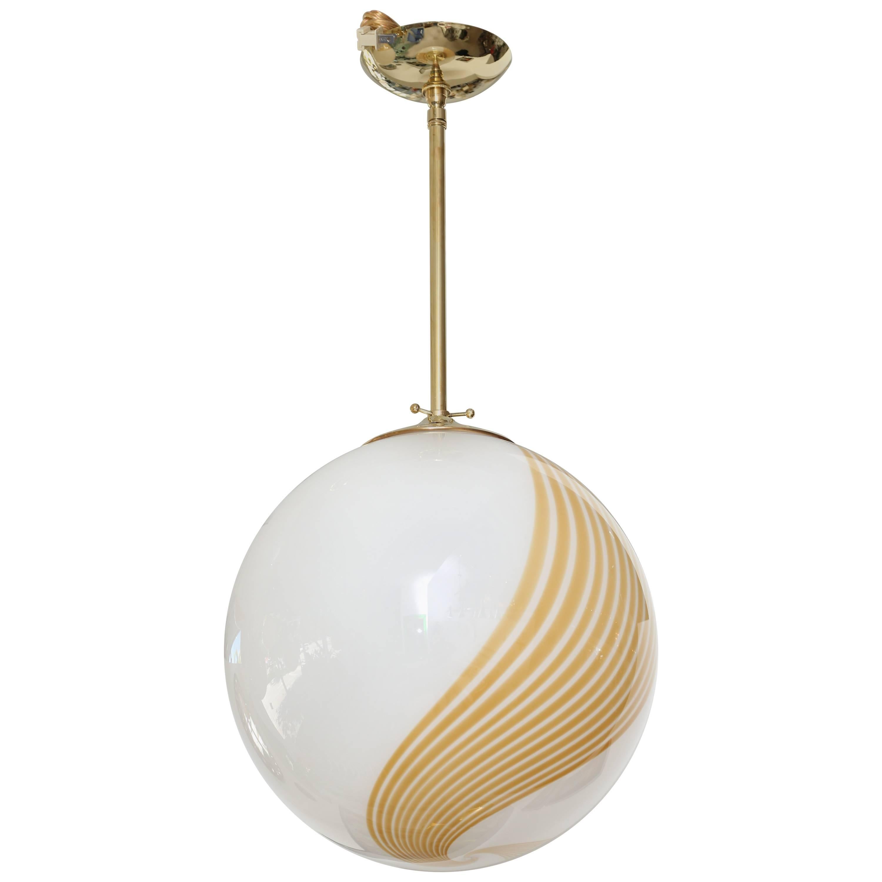 Vintage Italian Glass Ball Pendant Lamp