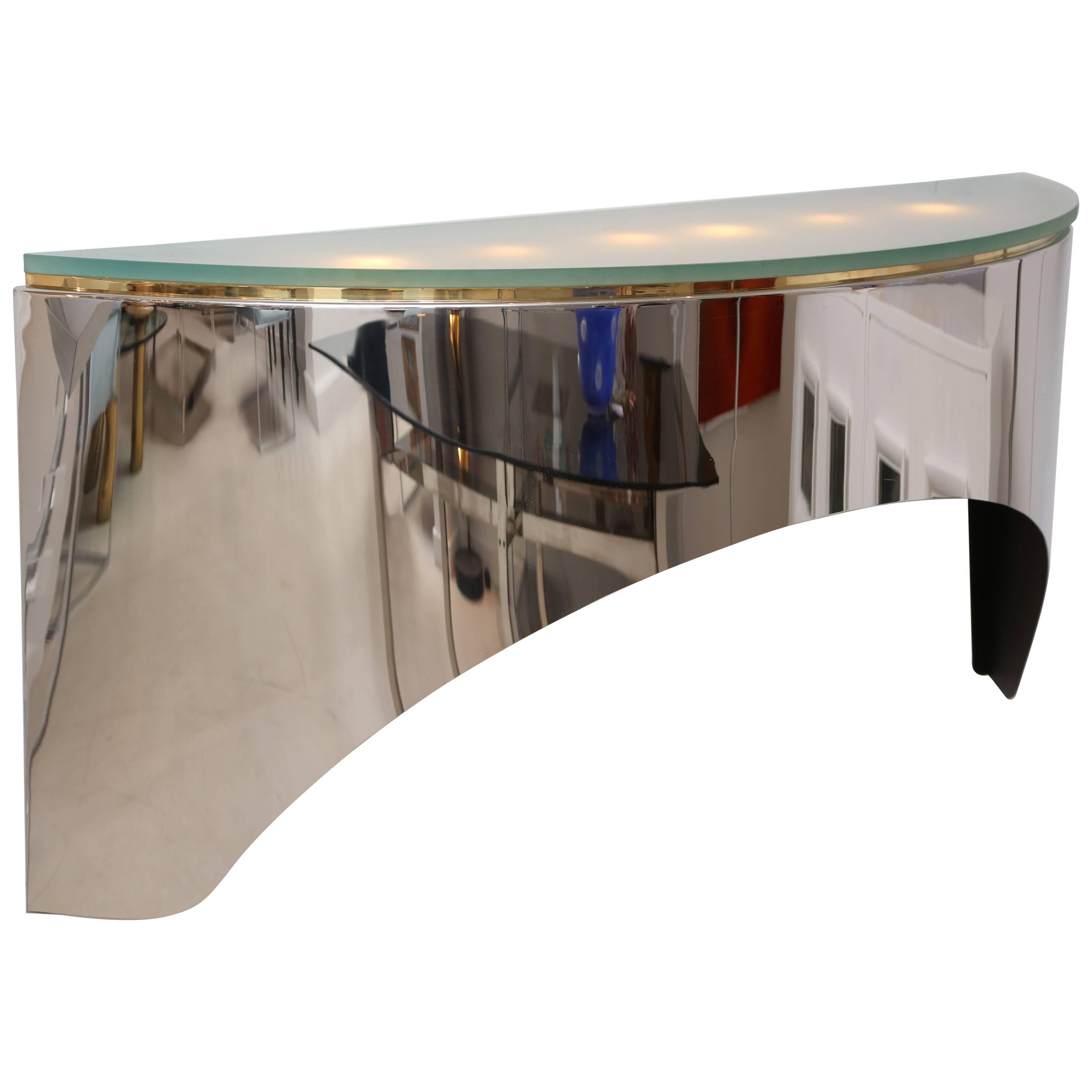 Vintage Floating Two-Tone Wall Console Style of Karl Springer For Sale