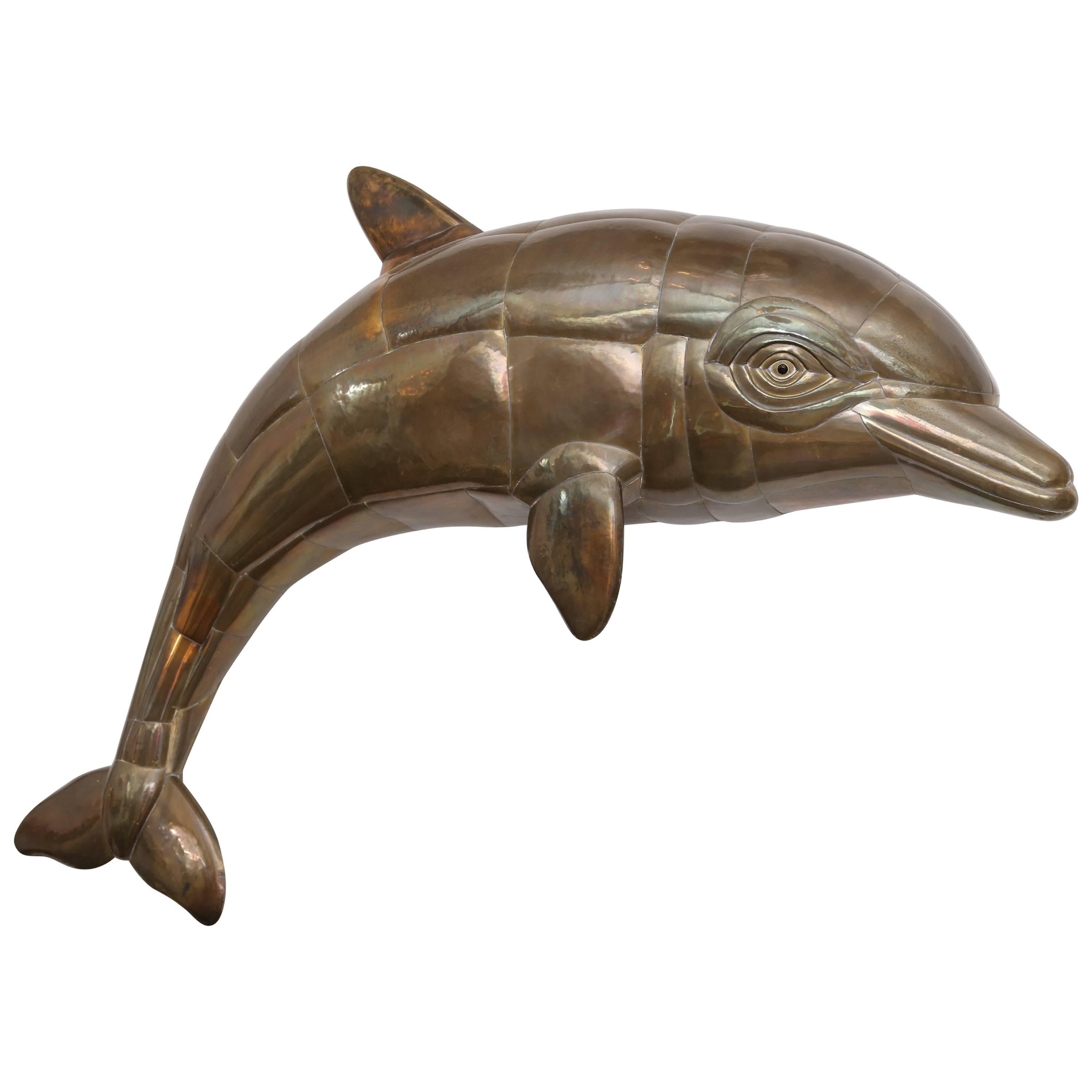 Huge Vintage Bustamante Dolphin Wall Sculpture For Sale