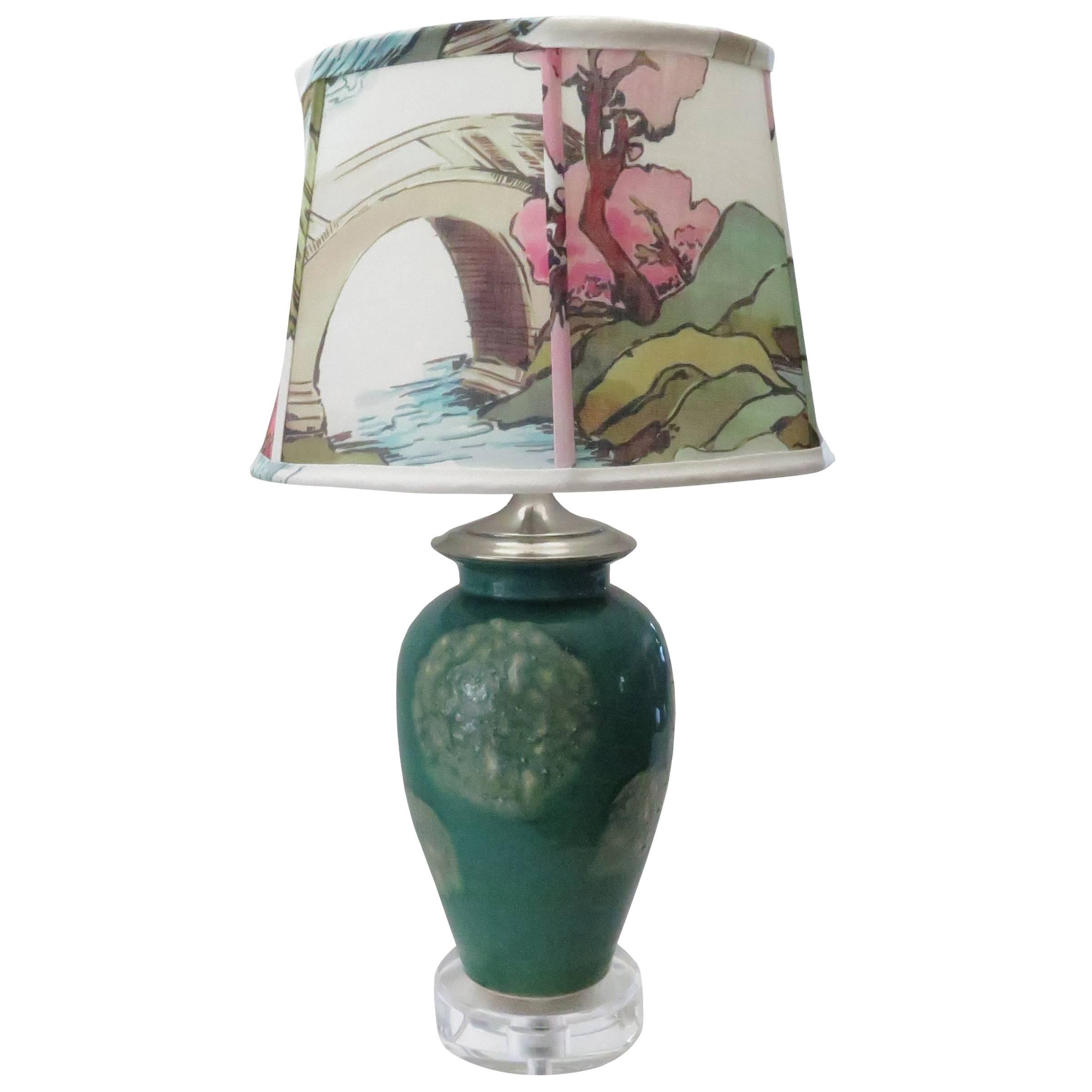 Maison Maison Custom Kravet Couture Lampshade and Vintage Ceramic Jar Table Lamp