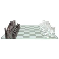 Michel Dumas Chess Game in Lucite and Glass with Box