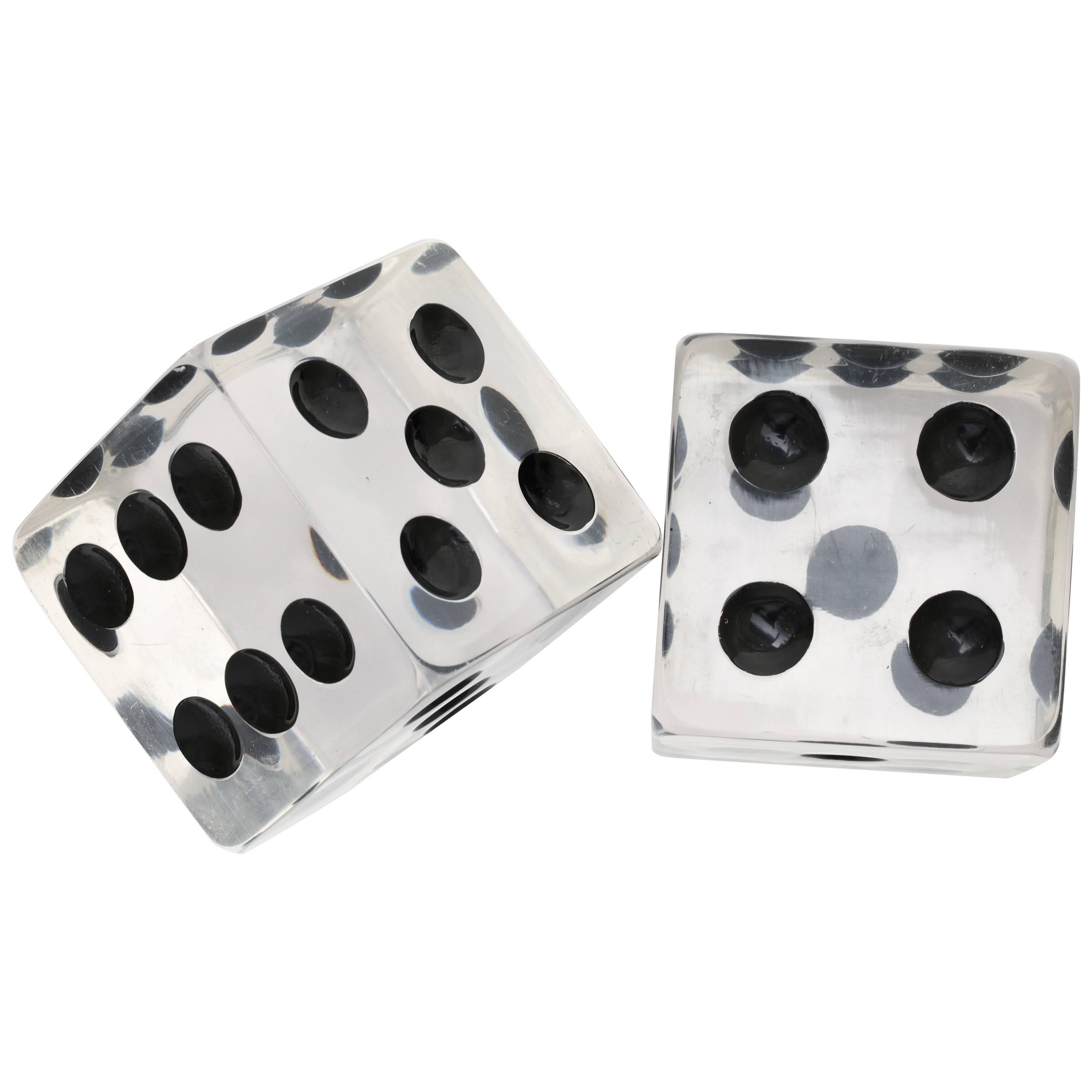 Pair of Dice Paperweight 1.5 inch With White Dots and Gift Box 