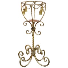 Gilt Painted Metal Rope Twist Plant Stand