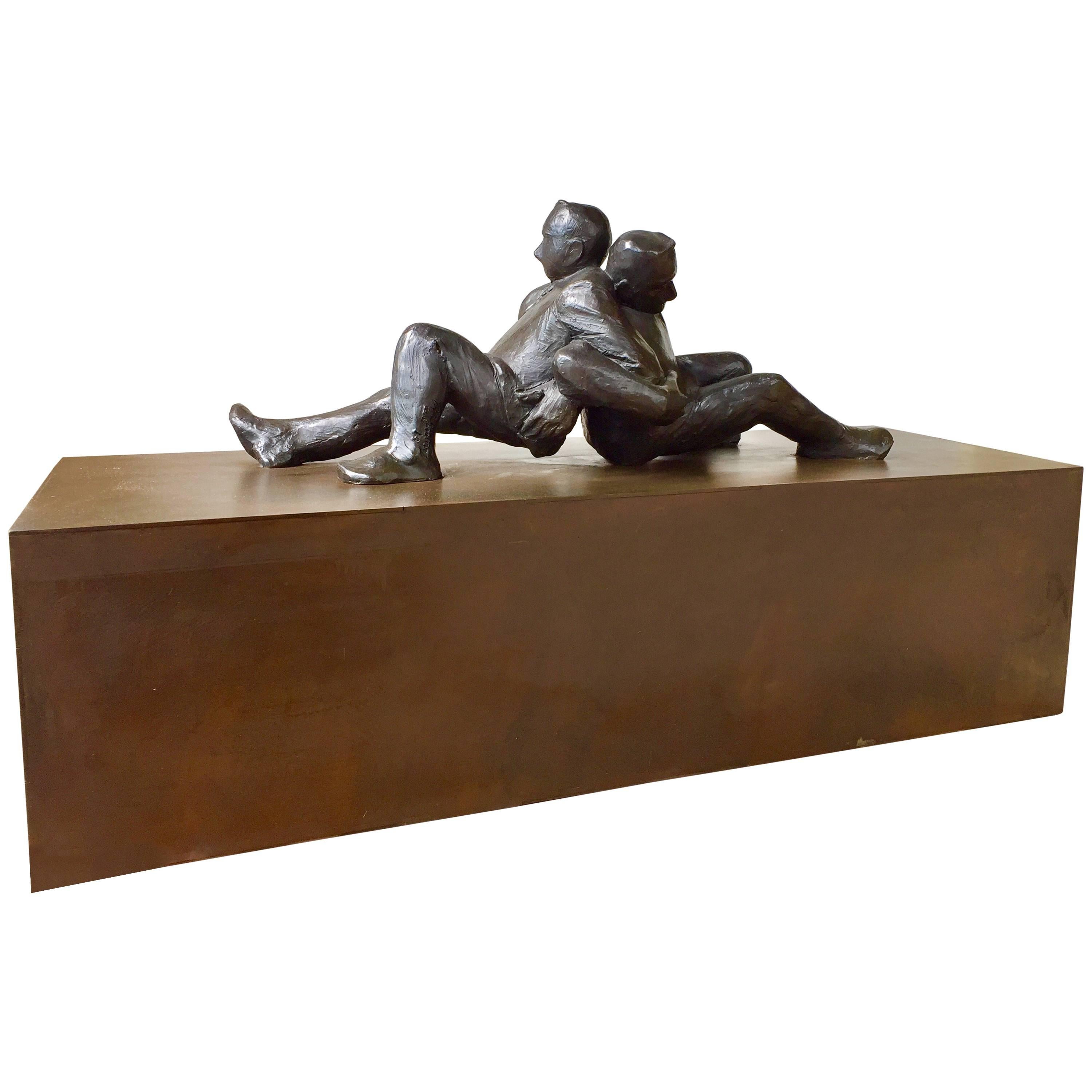 "Daily Grind" Bronze and Steel Business Sculpture by Jim Rennert