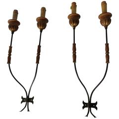 Pair of Large Candelabra Applique Sconces