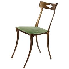 Italian Klismos Neoclassical Gold Leaf Metal Chair by Palladio