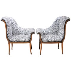 Pair of Regency Style Zebra Print Lounge Chairs
