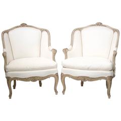 Pair of 19th Century Painted Frame Bergeres 1