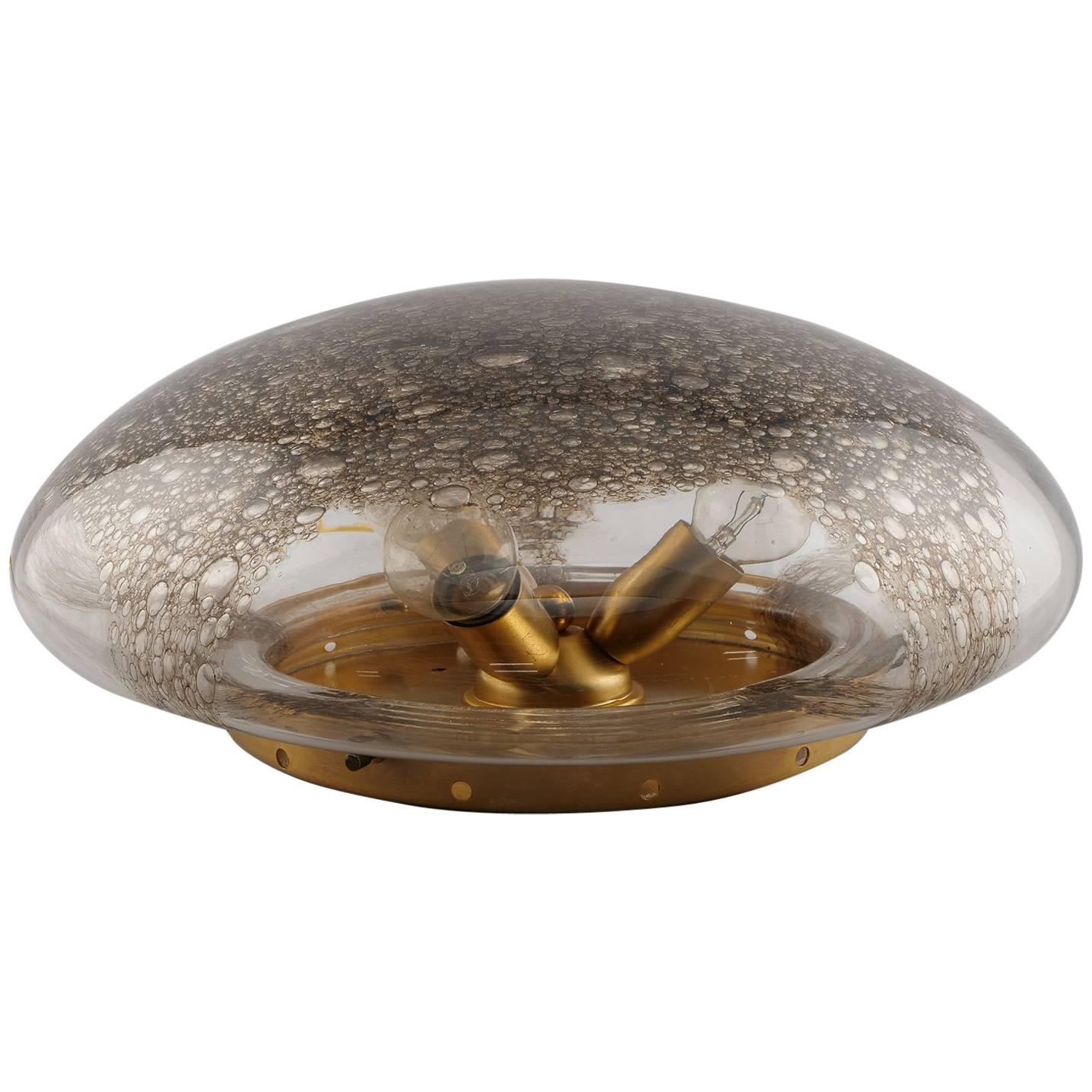 Mid-Century Barovier & Toso Attributed Flush Mount Fixture with Mottled Glass For Sale