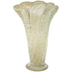 Large Mid-Century Barovier & Toso Cordonato D'oro Glass Vase, Murano, 1950s