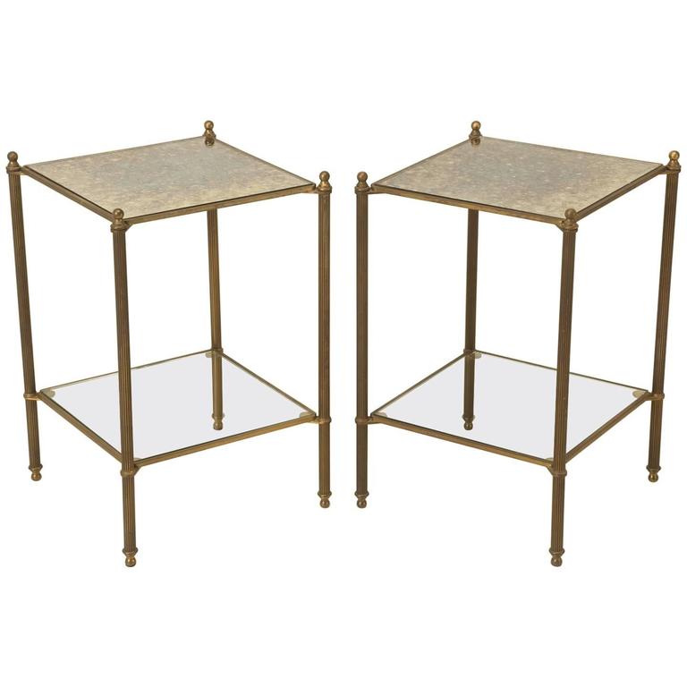 French MidCentury Modern Bronze Side Tables or End Tables For Sale at