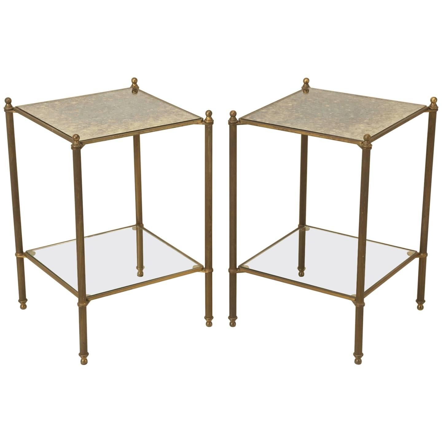French Mid-Century Modern Bronze Side Tables or End Tables