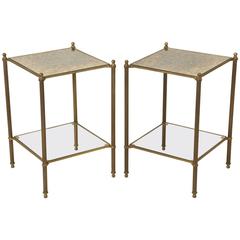 French Mid-Century Modern Brass and Bronze Side Tables or End Tables 1