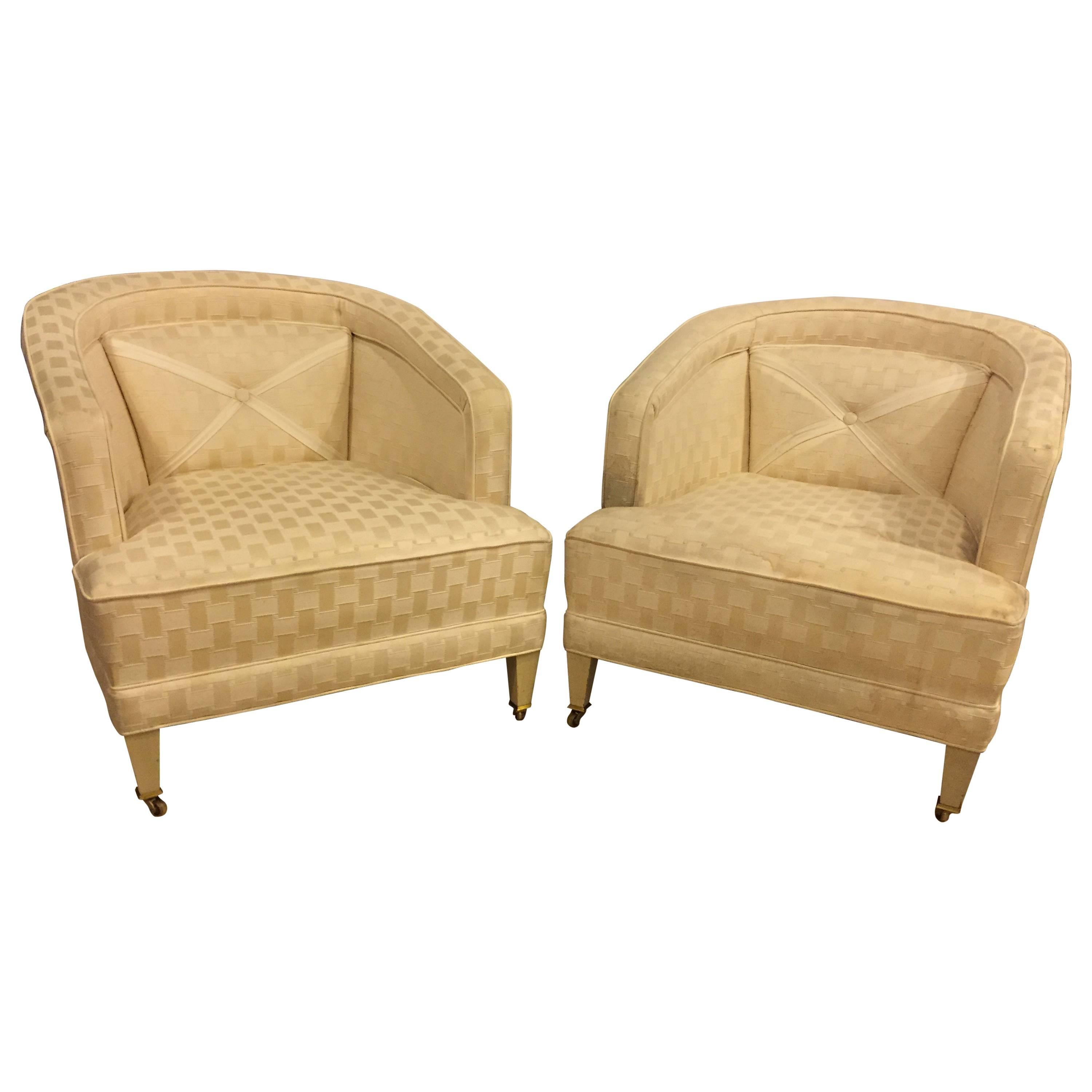 Pair of Hollywood Regency Style Dorothy Draper Style Lounge Chairs