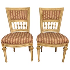 Pair of Paint Decorated Jansen Style Side Chairs