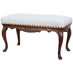 Spanish Carved Walnut and Upholstered Bench, Second Half of the 19th Century 7