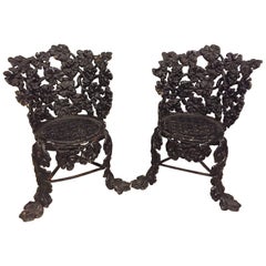 Pair of Cast Iron Small Garden Chairs