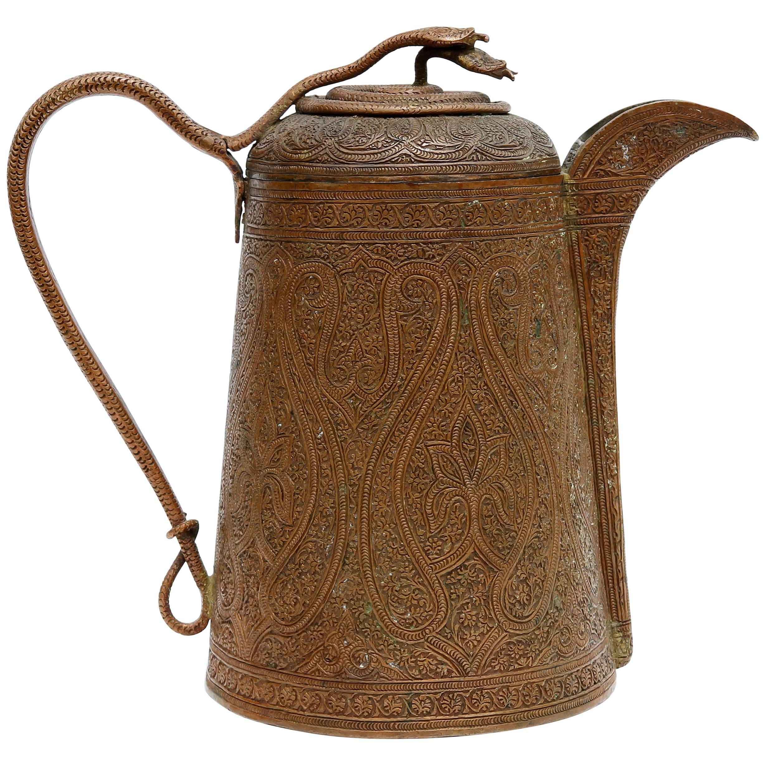 Exceptional Antique Persian Islamic Copper Coffee Pot Dallah